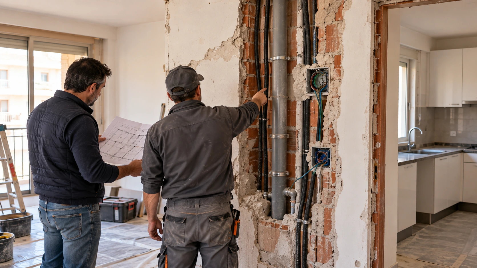 Instalaciones dentro de pared antes de demoler