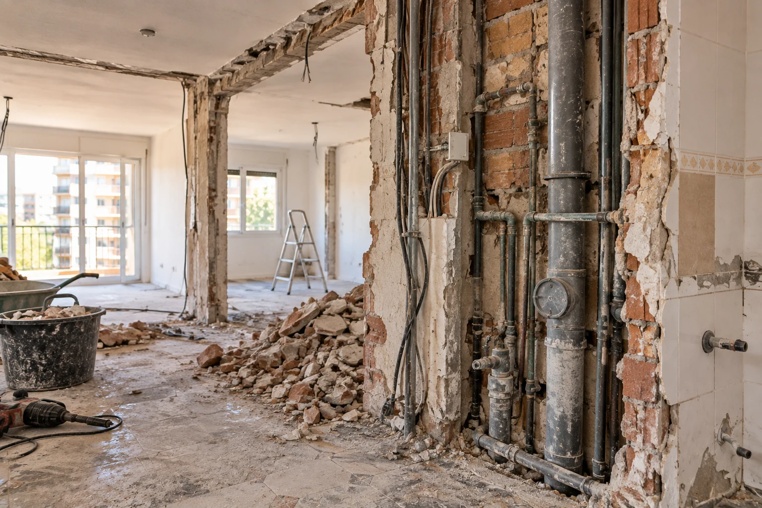 Demolición durante una reforma integral de vivienda