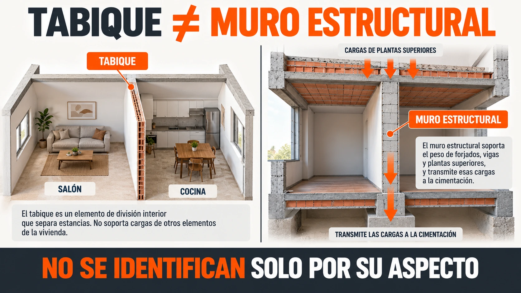 Diferencia entre tabique y muro de carga