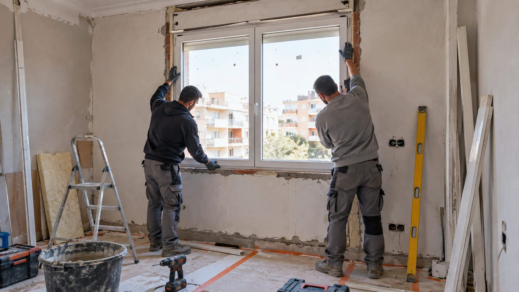 Cambio de ventanas durante reforma integral de vivienda