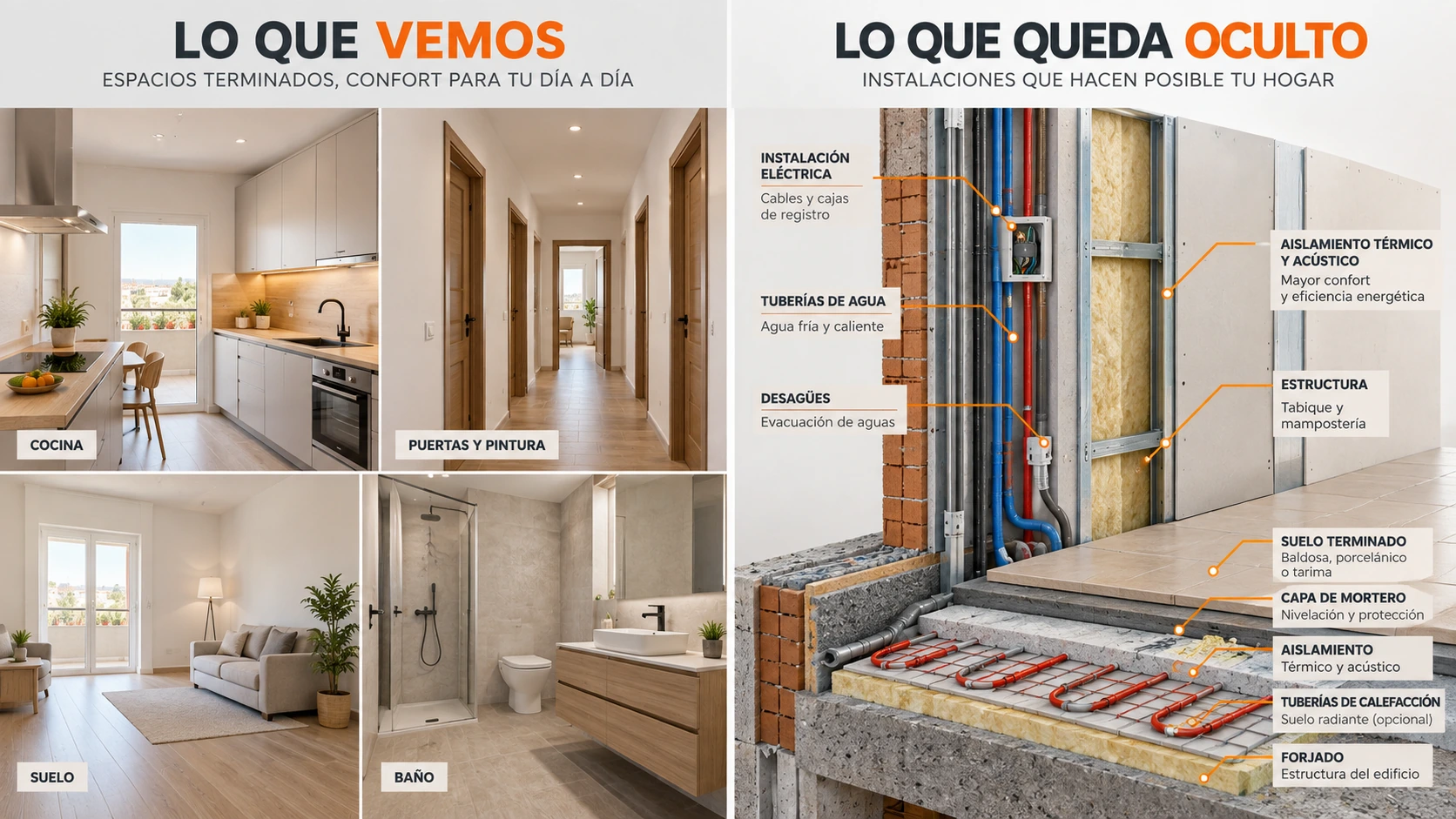 Instalaciones ocultas en reforma integral de piso