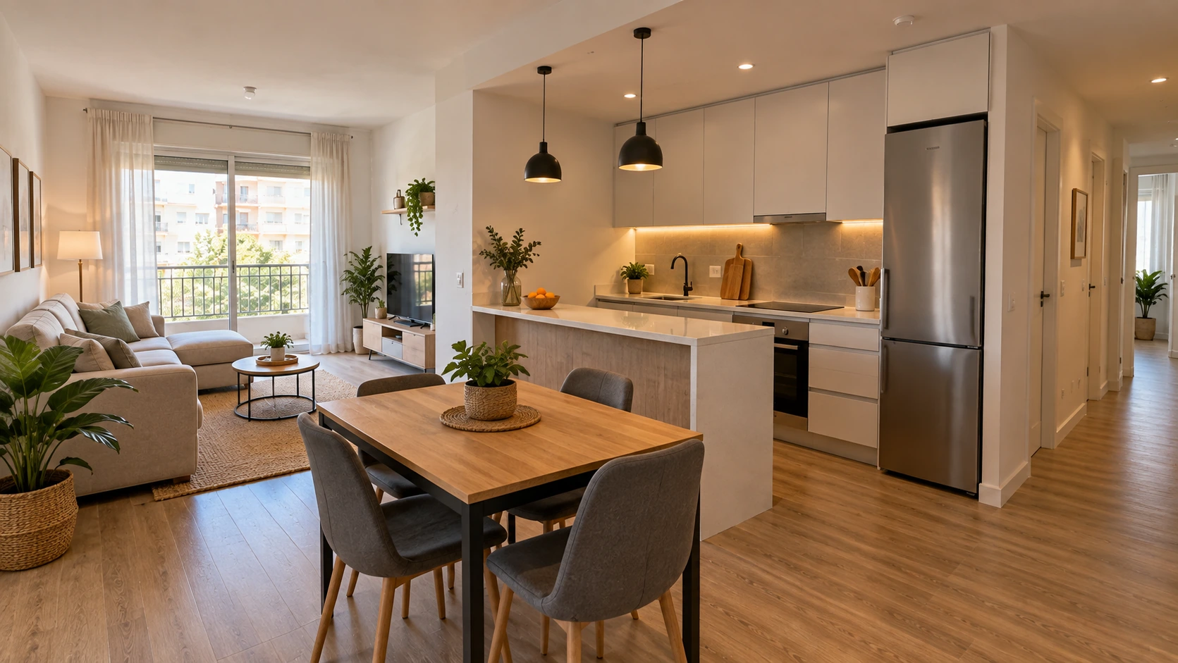 Cocina abierta en reforma de piso de 70 m2