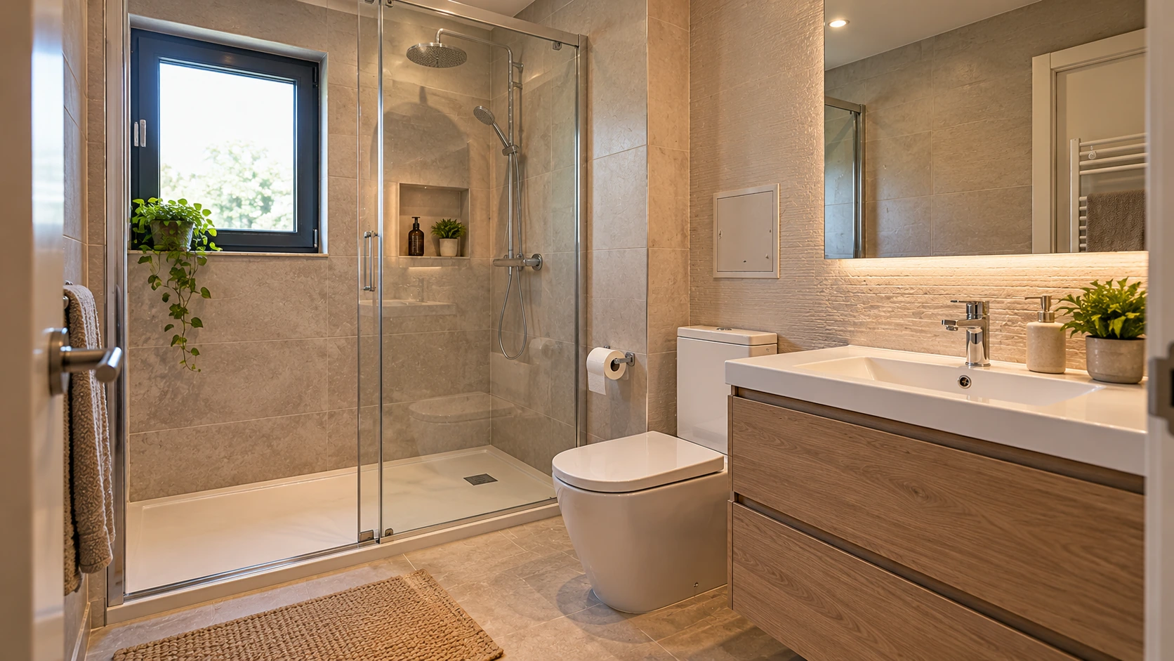 Baño reformado con instalación de fontanería renovada