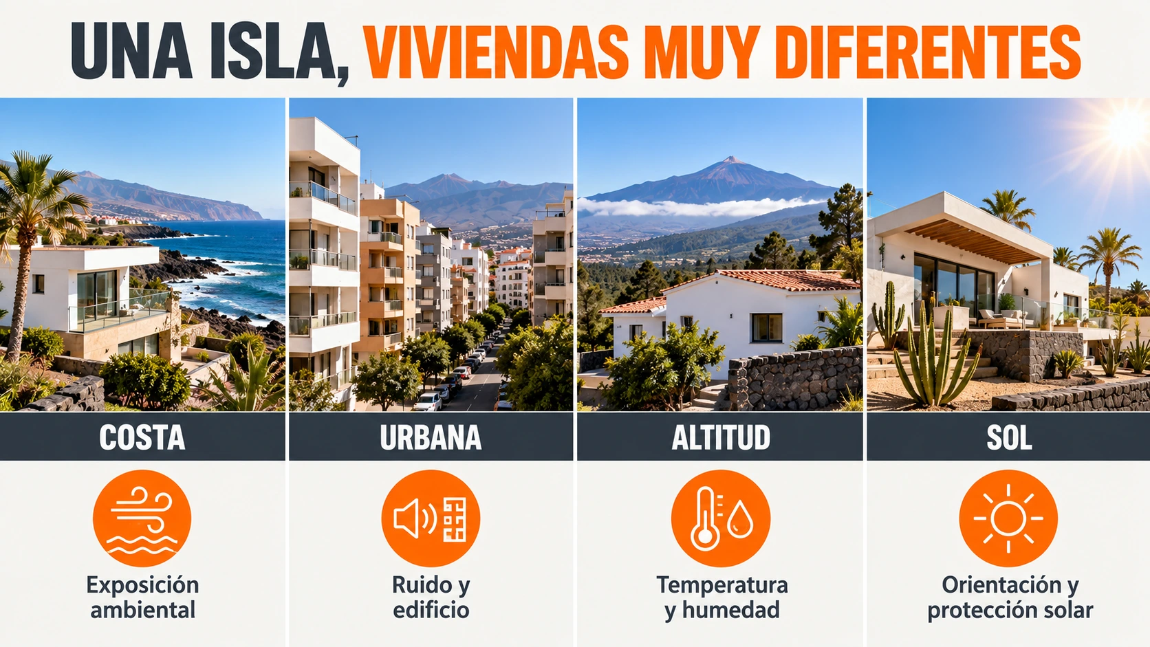 Condiciones de viviendas en diferentes zonas de Tenerife